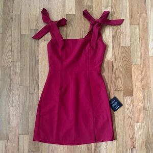 Lulu’s Your Sweetie Wine Red Tie-Strap Mini Dress